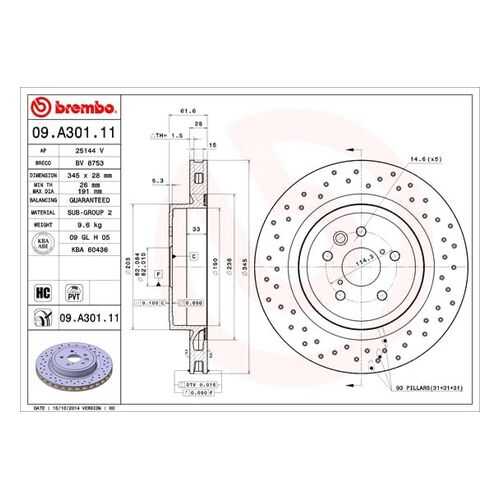Тормозной диск brembo 09.A301.11 в Автодоктор