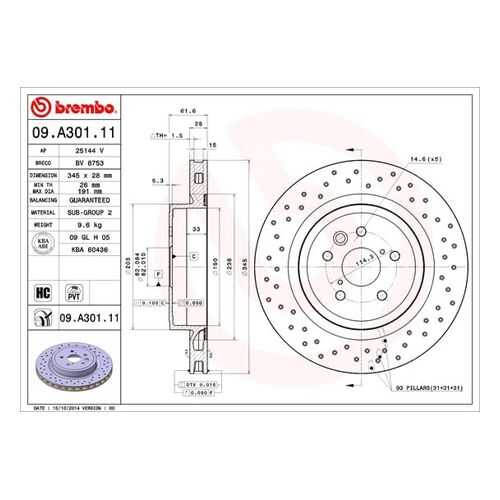 Тормозной диск brembo 09.A301.11 в Автодок