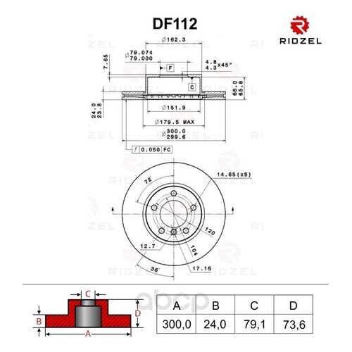Тормозной диск RIDZEL DF112 передний в Автодоктор