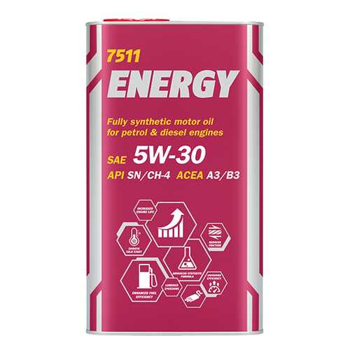 7511 MANNOL ENERGY 5W30 (SL) 4 л. (Metal) Синтетическое моторное масло 5W-30 в Автодоктор