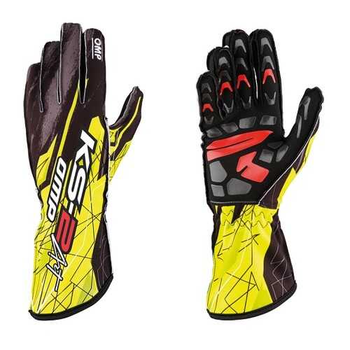 Перчатки для картинга KS-2 ART, чёрный/флуор. жёлтый, р-р M OMP Racing KK02748178M в Автодоктор